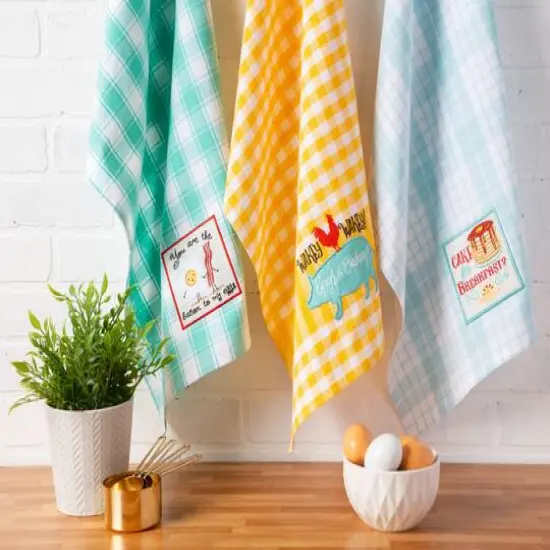 DII&reg; Rise & Shine Breakfast Embroidered Dish Towel Set {3}