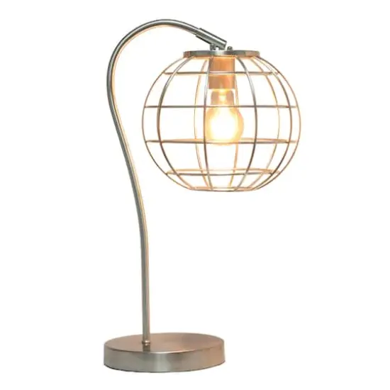 Lalia Home 20" Arched Metal Cage Table Lamp Brushed Nickel {3}