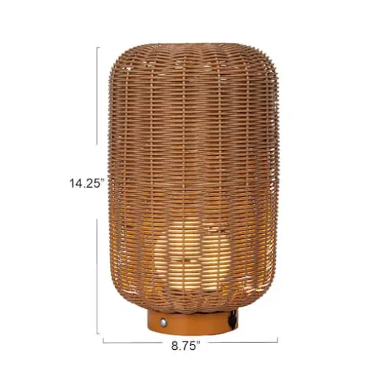 Hello Honey&reg; 14.25" Natural Plastic & Woven Rattan LED Lamp, 2ct. {4}