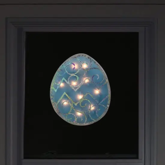 12" Lighted Blue Easter Egg Window Silhouette Decoration {4}