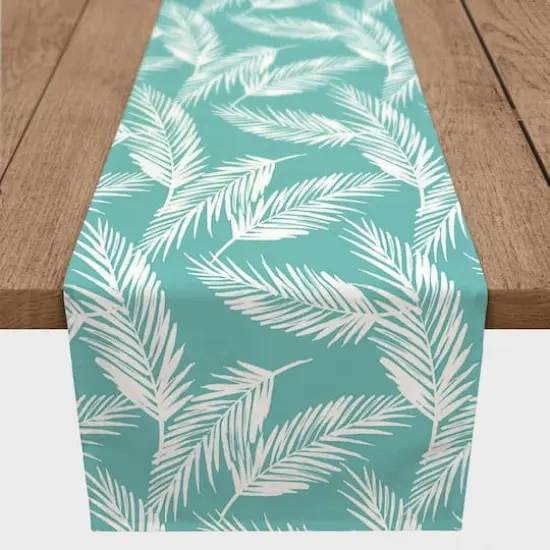 Teal Nature Palm 16" x 90" Outdoor Table Runner {4}