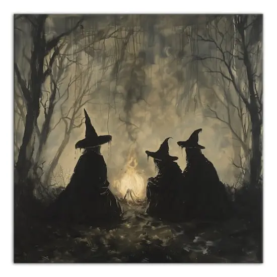 Spooky Witches Circle 16" x 16" Canvas Wall Art {1}