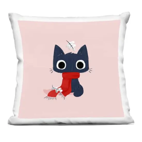 Stupell Industries Little Kitten in Scarf Decorative Printed Throw Pillow {1}