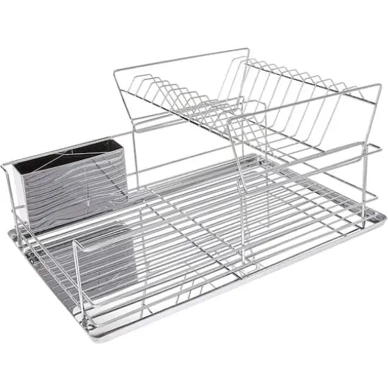 MegaChef 15.5" Stainless Iron Dish Rack with Shelf {3}