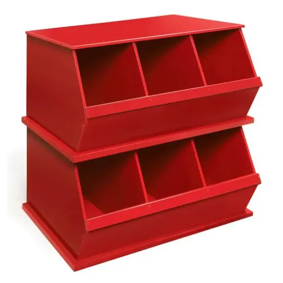 Badger Basket 3 Bin Stackable Storage Cubby Red {11}