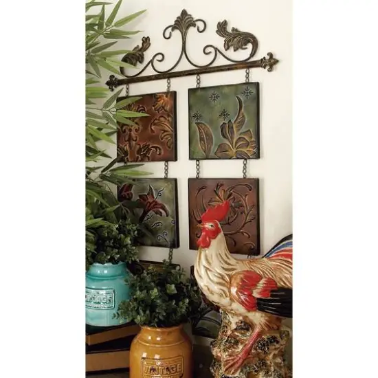 Brown Wrought Iron Traditional Floral Wall Decor {9}