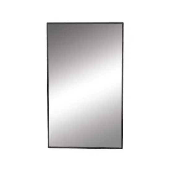 32" Black Contemporary Wood Wall Mirror {1}