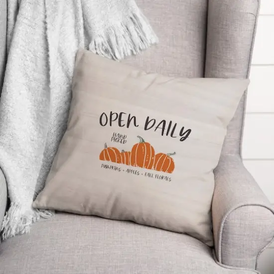 Open Daily Pumpkins Fall Throw Pillow {3}