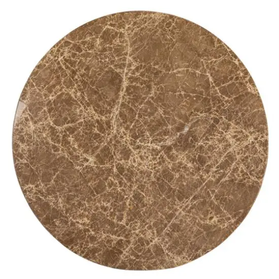 Hello Honey&reg; 2ft. Tan Marble Top Modern Round Metal Accent Table {7}