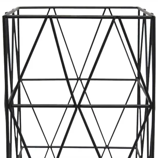 Simple Designs 10" Geometric Square Metal Table Lamp Black {8}