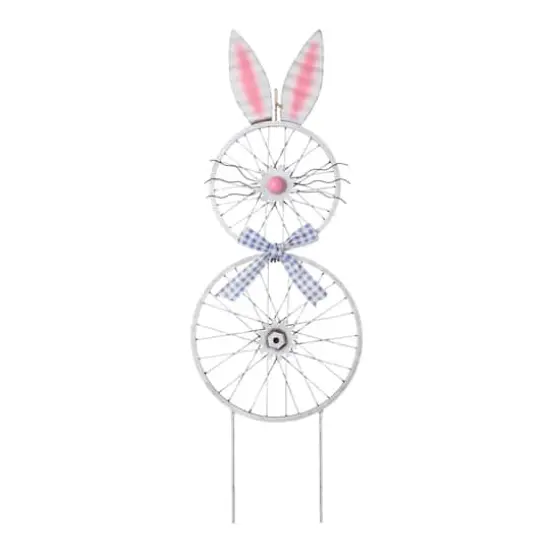 Glitzhome&reg; 38" Easter Wheel Bunny Metal D&eacute;cor {1}
