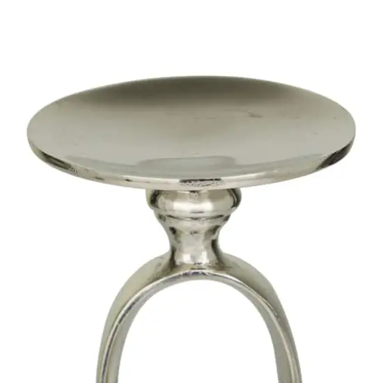 Silver Aluminum Modern Candle Holder Set, 15'' & 19'' {4}