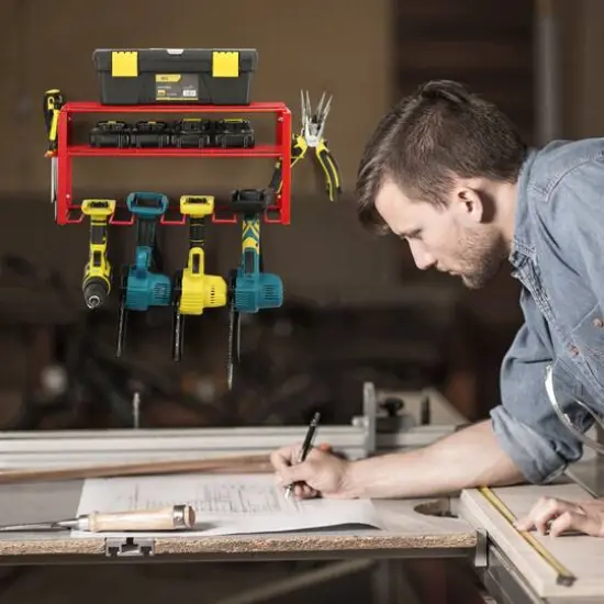 NEX&trade; 16.5" Red Power Tool Organizer Wall Shelf {6}