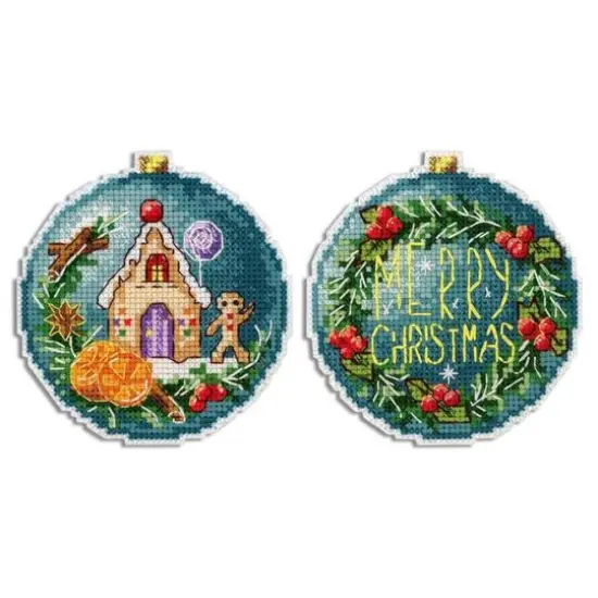 MP Studia Christmas Ball Gingerbread House Plastic Canvas Counted Cross Stitch Kit {1}