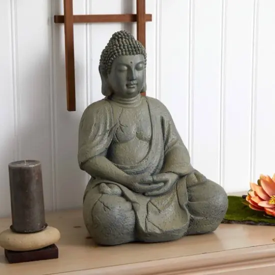19.75" Gray Buddha Statue {6}