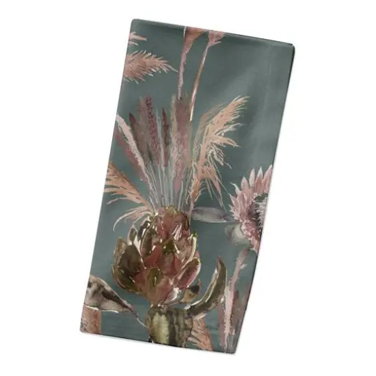 Protea Blooms Cotton Twill Napkin Emerald {3}
