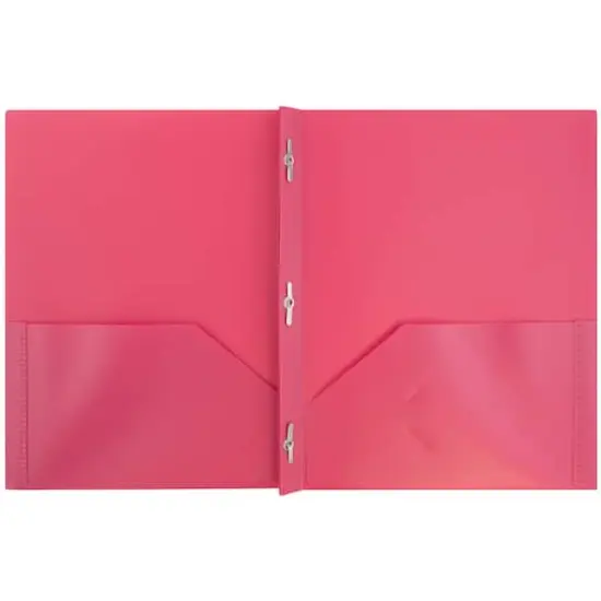 JAM Paper 9.5" x 11" Plastic 2 Pocket School POP Folders with Clasps, 6ct. Fuchsia Hot Pink {4}