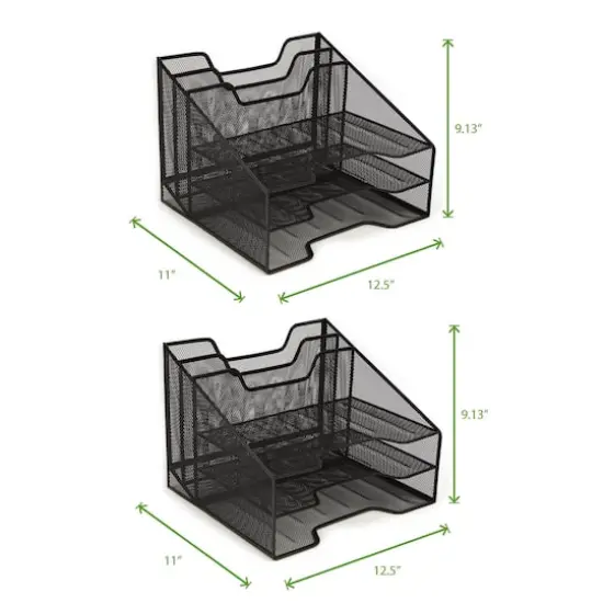 Mind Reader 2 Pack Black 3-Tiered Desk Organizer Tray {4}