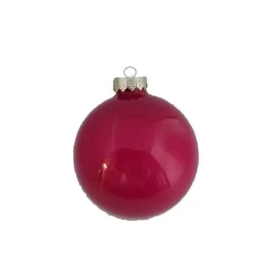 Whitehurst 6 Pack 4" Pearl Glass Ball Christmas Ornaments Fuchsia {1}