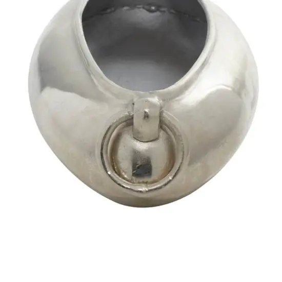 24" Silver Aluminum Contemporary Elongated Bowl {4}