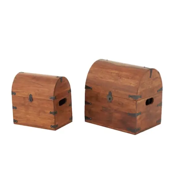Brown Arched Storage Chest Decorative Box Set {1}