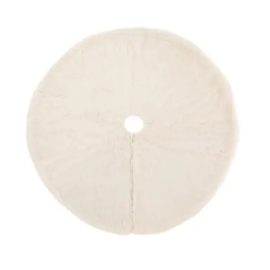 Glitzhome&reg; 48" White Plush Christmas Tree Skirt {1}
