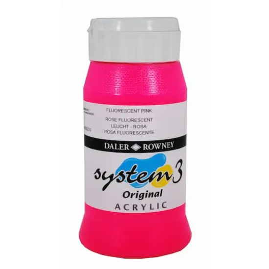 Daler-Rowney&reg; Original System 3 Acrylic, 500mL 538 Fluorescent Pink {1}