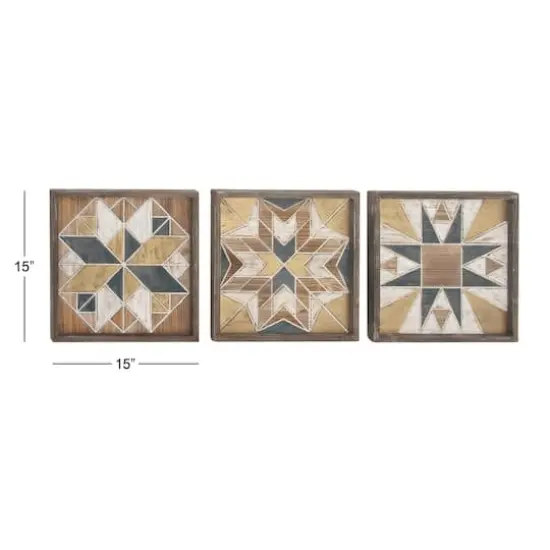 15" Brown Wood Farmhouse Abstract Wall Decor, 3ct. {7}