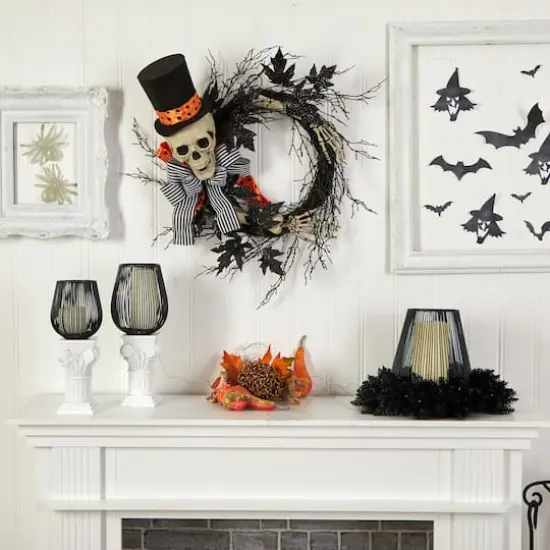 26" Halloween Dapper Skeleton Wreath {5}