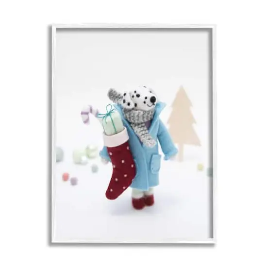 Stupell Industries Dalmatian Christmas Stocking Scene Framed Giclee Art White {1}