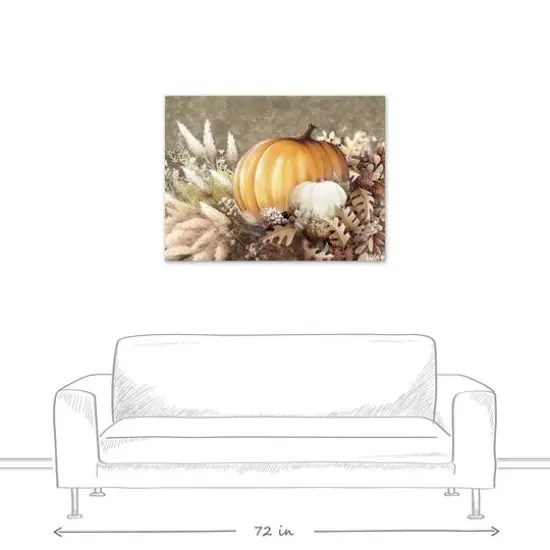 Neutral Harvest Pumpkin Canvas Wall Art {6}