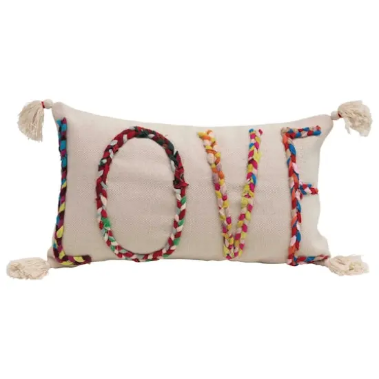 Love Chindi Appliqued Cotton Pillow {1}