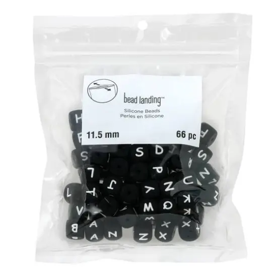 11.5mm Alphabet Cube Silicone Beads by Bead Landing&trade; Black {3}