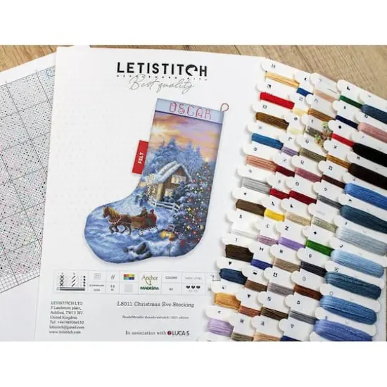 LetiStitch Counted Cross Stitch Kit Christmas Eve Stocking {7}
