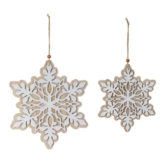 Layered Wood Snowflake Ornament Set {1}