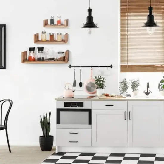 NEX&trade; Brown Wood Floating Shelves Set {6}