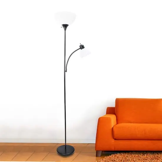 Simple Designs 71.5" Floor Lamp with Reading Light Black {5}