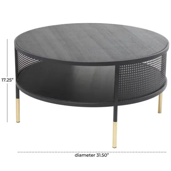 32" Black Metal Open Grid Frame Coffee Table {10}