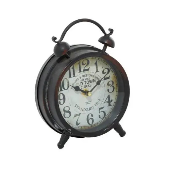 9" Brown Metal Vintage Clock {1}