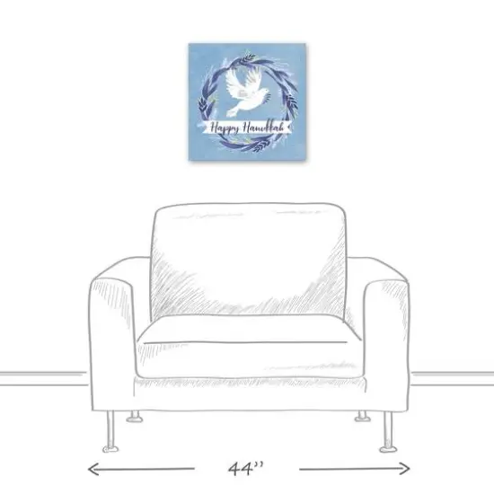 Happy Hanukkah Dove 16x16 Canvas Wall Art {6}
