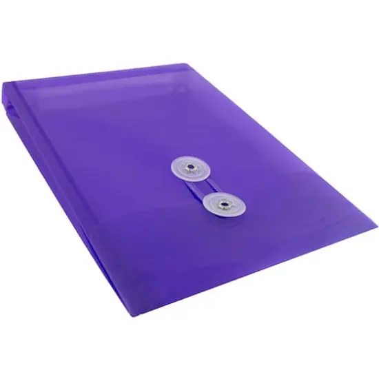 JAM Paper 6.25" x 9.25" Button & String Tie Closure Plastic Envelopes, 12ct. Purple {6}