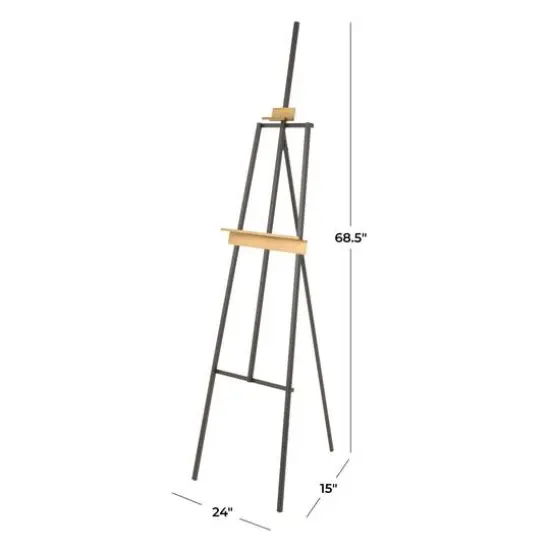 68.5" Black Metal Painter's Inspired 4-Tier Display Easel with Gold Accents {6}