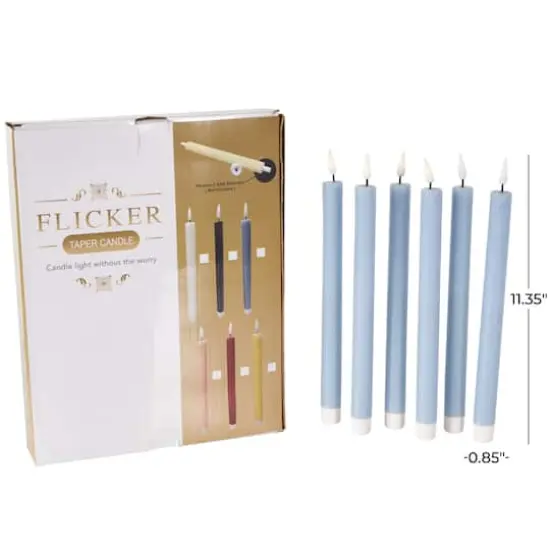 11" Flameless Wax Candles with Remote Control, 6ct. Light Blue {8}