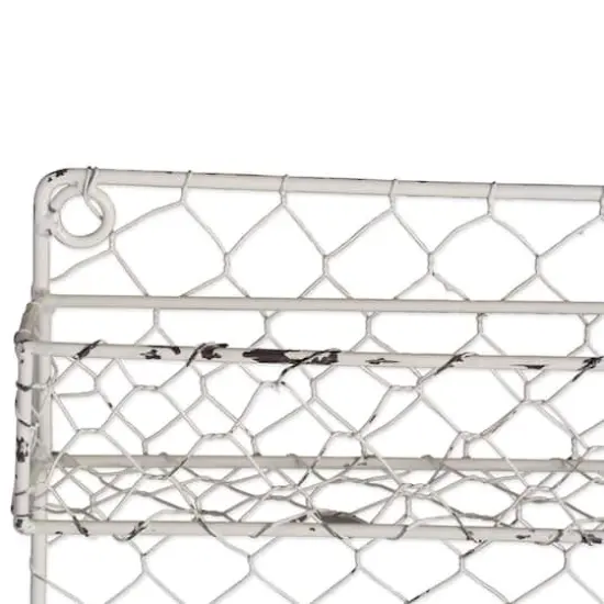 DII&reg; 21" Antique White 4 Row Chicken Wire Spice Rack {3}
