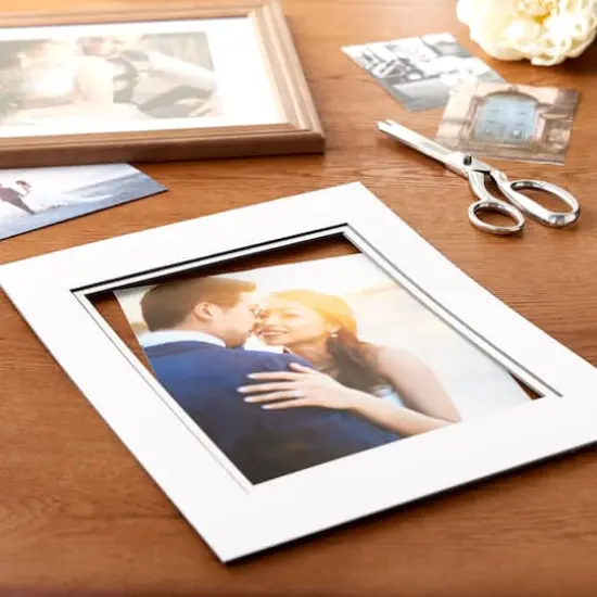 11" x 14" White with Black Core Double Mat by Studio Décor®, 8" x 10" Opening Size {3}