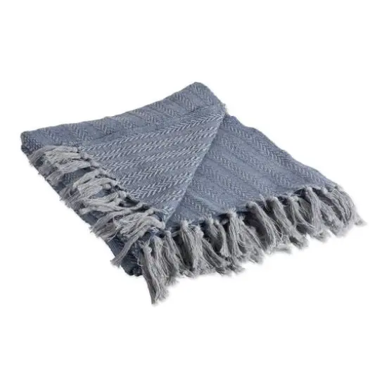DII&reg; French Blue Tonal Textured Throw {1}