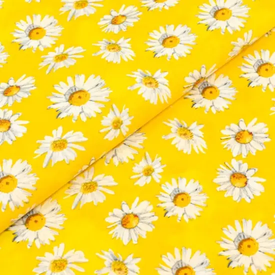SINGER Small Daisies on Yellow Cotton Fabric {3}