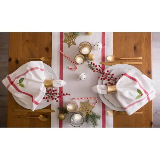 DII&reg; White Embroidered Holly Corner With Border Napkins, 6ct. {6}