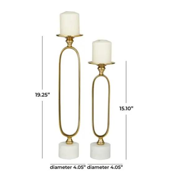 Gold Aluminum Modern Candle Holder Set, 15'' & 19'' {7}