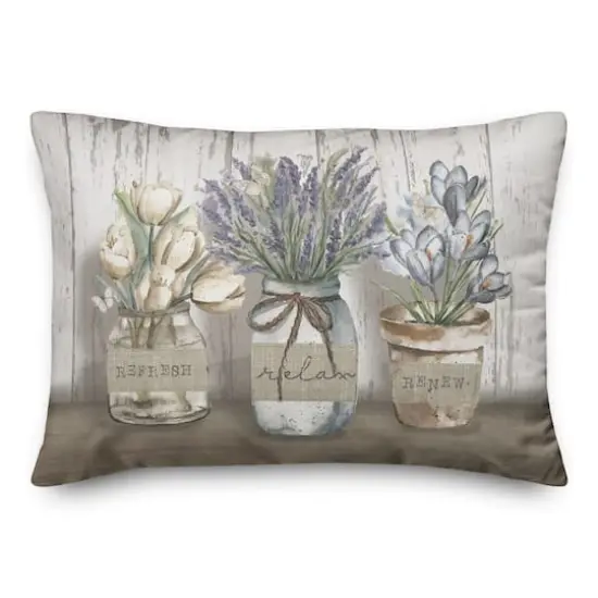 Bath Florals 20" x 14" Indoor/Outdoor Pillow {3}